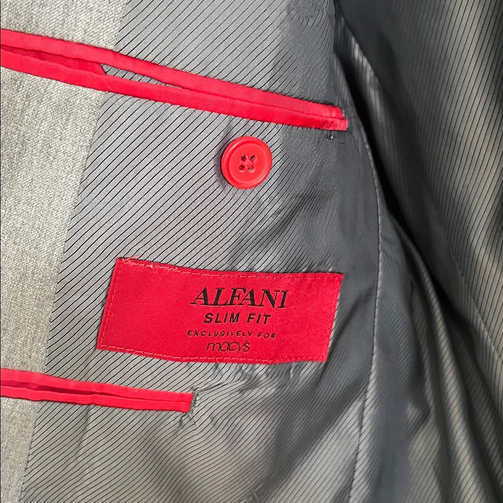 ALFANI Slim Fit Classic Gray Suit Pants Size 33x32 & Blazer Size 40L - Picture 2 of 16